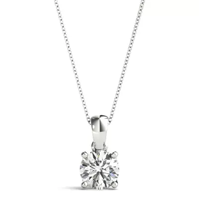 Round Lab Diamond Solitaire Necklace With Creased Bail (1/4 ct. tw.)